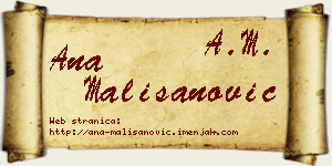 Ana Mališanović vizit kartica